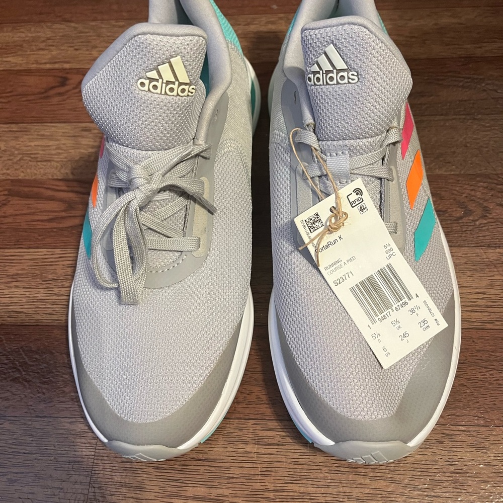 Adidas Gray Sneakers with Colorful Stripes, nwt